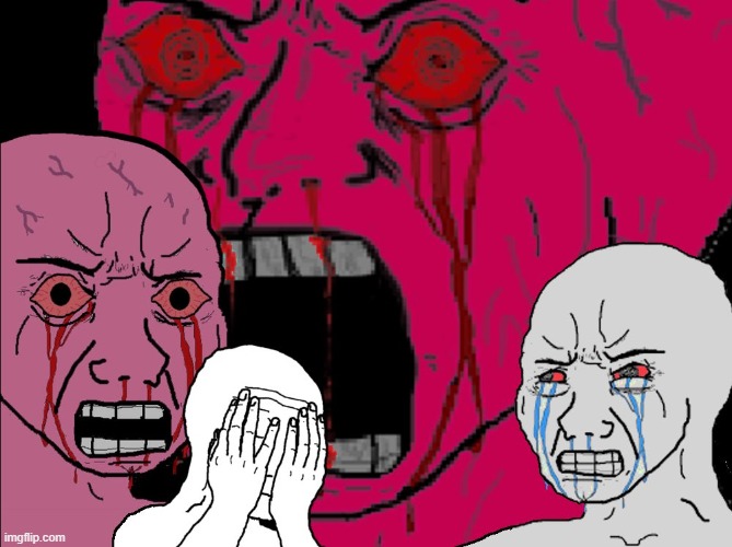 Wojack Rage | image tagged in wojack rage,wojak,pink wojak,rage,online drama | made w/ Imgflip meme maker