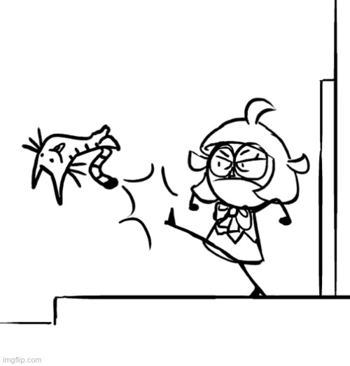 mal dropkicking garfeldi | image tagged in mal dropkicking garfeldi | made w/ Imgflip meme maker