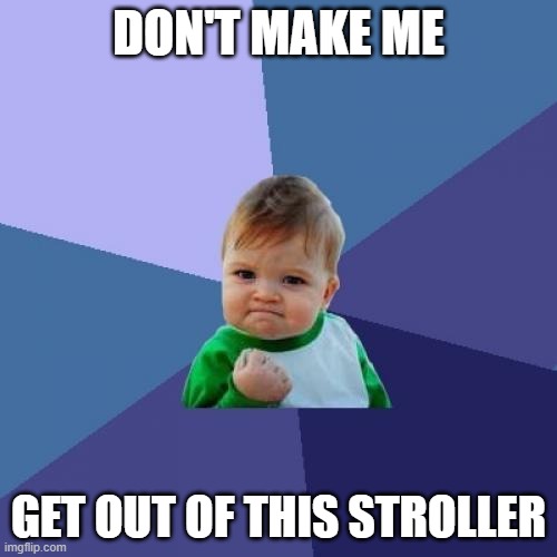 Success Kid | DON'T MAKE ME; GET OUT OF THIS STROLLER | image tagged in memes,success kid | made w/ Imgflip meme maker