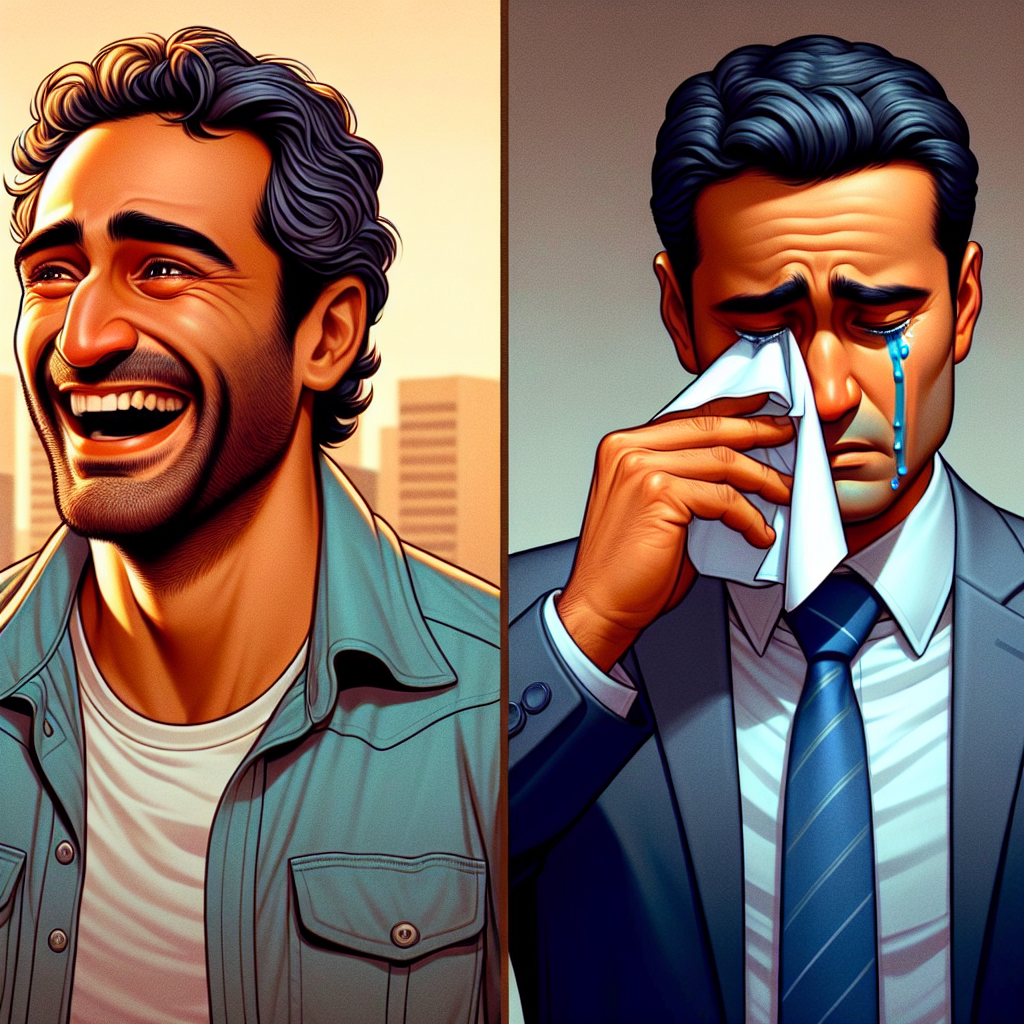 Man is Laughing, Man is Crying Blank Meme Template
