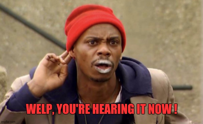 I Cannot hear you | WELP, YOU'RE HEARING IT NOW ! | image tagged in i cannot hear you | made w/ Imgflip meme maker
