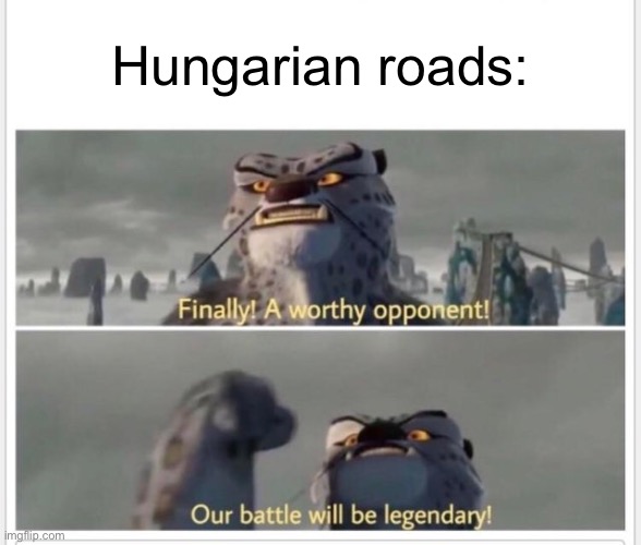 Finally! A worthy opponent! | Hungarian roads: | image tagged in finally a worthy opponent | made w/ Imgflip meme maker