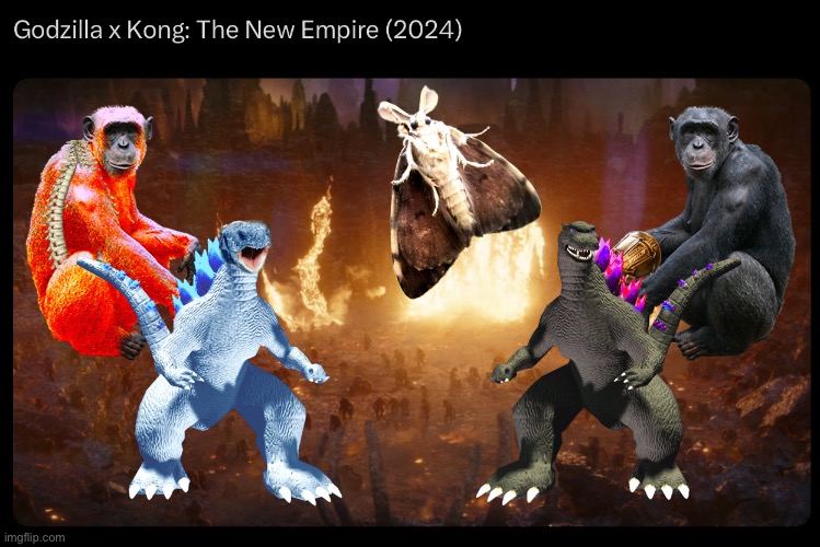 Man the new empire lookin pretty good | image tagged in godzilla,godzilla vs kong,mothra,2024 | made w/ Imgflip meme maker