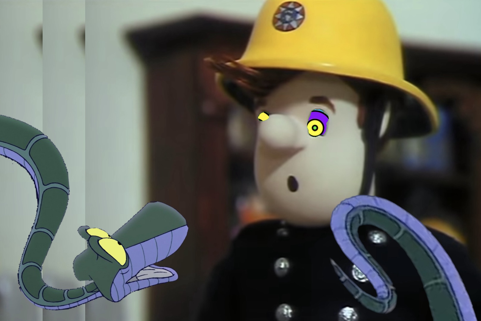 Kaa and Fireman Sam again Blank Meme Template