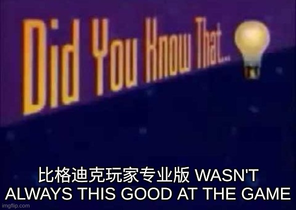 I only just realized this | 比格迪克玩家专业版 WASN'T ALWAYS THIS GOOD AT THE GAME | image tagged in did you know that | made w/ Imgflip meme maker