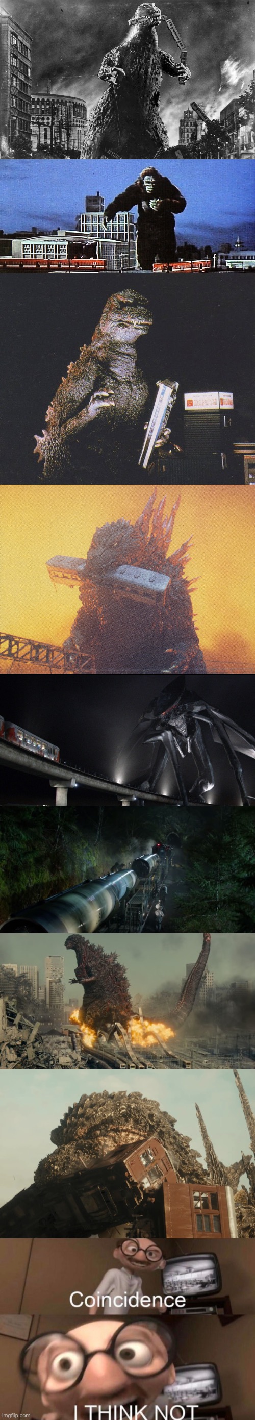 image tagged in godzilla,2014,train,trains,coincidence i think not | made w/ Imgflip meme maker
