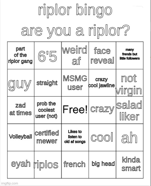 riplor bingo Blank Meme Template