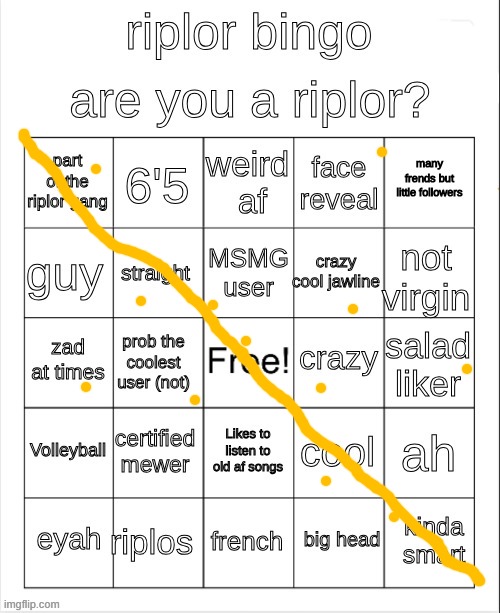 I don't think I'm a riplor (zad) | image tagged in riplor bingo | made w/ Imgflip meme maker