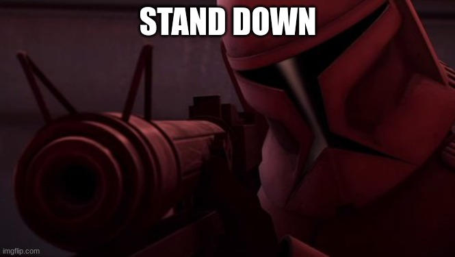clone trooper | STAND DOWN | image tagged in clone trooper | made w/ Imgflip meme maker