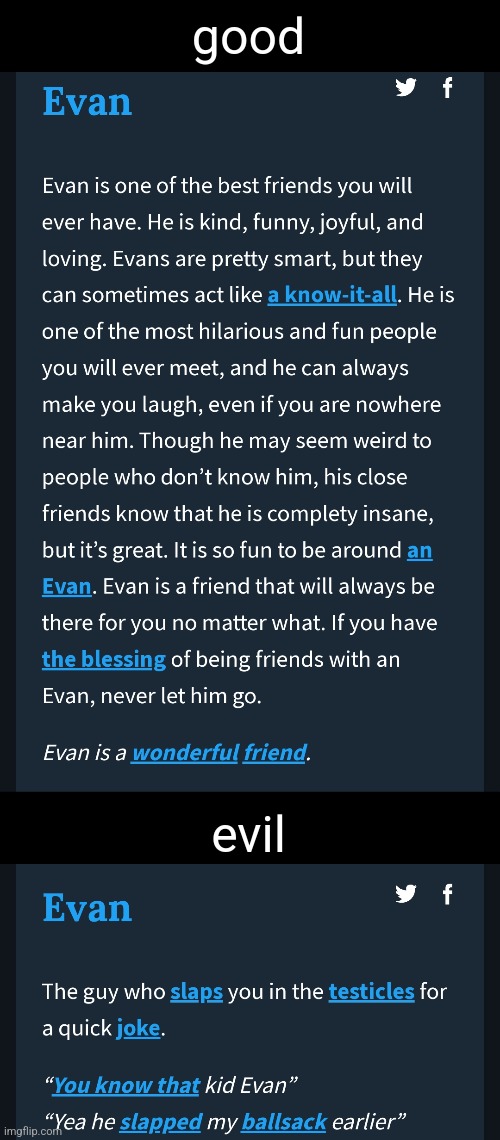 I searched my name on urban dictionary | good; evil | made w/ Imgflip meme maker