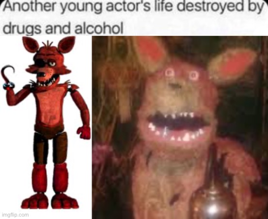 image tagged in another young actor's life destroyed by drugs and alcohol,foxy | made w/ Imgflip meme maker