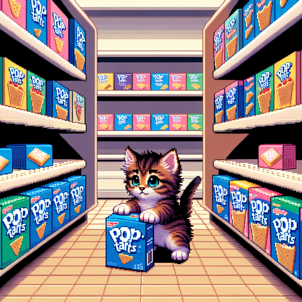 Kitten attacking pop tarts at the store Blank Meme Template