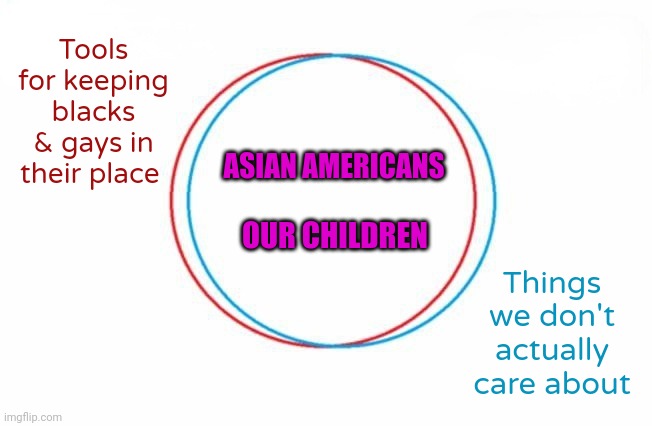Republicons | Tools for keeping blacks & gays in their place; ASIAN AMERICANS; OUR CHILDREN; Things we don't actually care about | image tagged in uncomfortable,truth,facts | made w/ Imgflip meme maker