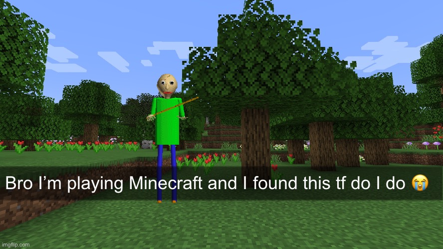 Minecraft forest | Bro I’m playing Minecraft and I found this tf do I do 😭 | image tagged in minecraft forest | made w/ Imgflip meme maker