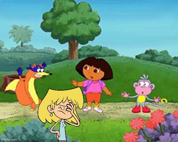 Lori Loud Thinks Swiper is Dumb | image tagged in dora the explorer fox don't take it,the loud house,lori loud,deviantart,funny,hilarious | made w/ Imgflip meme maker