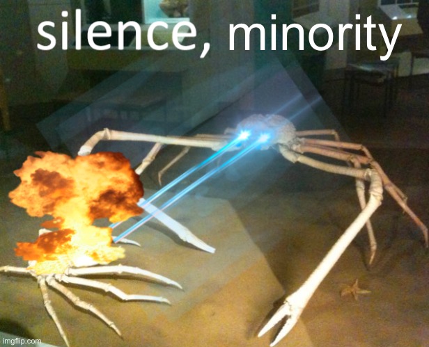 Silence Minority | minority | image tagged in silence crab,minorities,silence,offensive | made w/ Imgflip meme maker