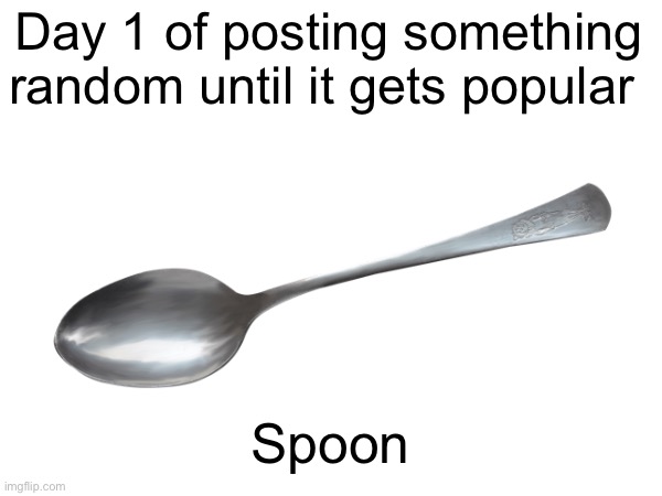 Spoon | Day 1 of posting something random until it gets popular; Spoon | image tagged in spoon | made w/ Imgflip meme maker