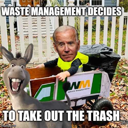 waste management | WASTE MANAGEMENT DECIDES; TO TAKE OUT THE TRASH | image tagged in political meme | made w/ Imgflip meme maker