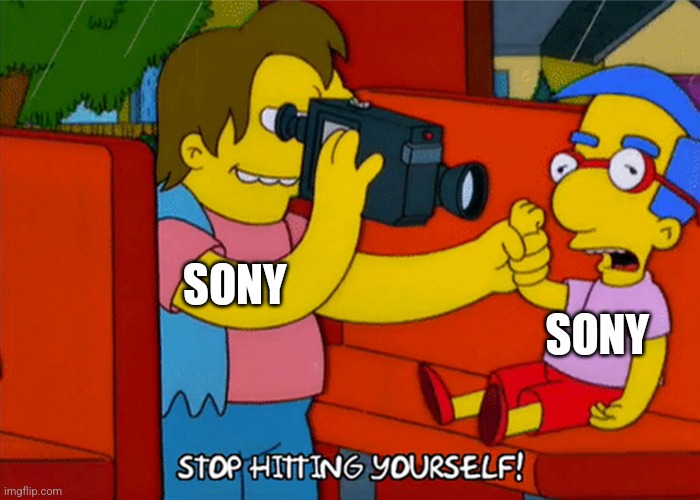 Sony hitting yourself | SONY; SONY | image tagged in sony | made w/ Imgflip meme maker