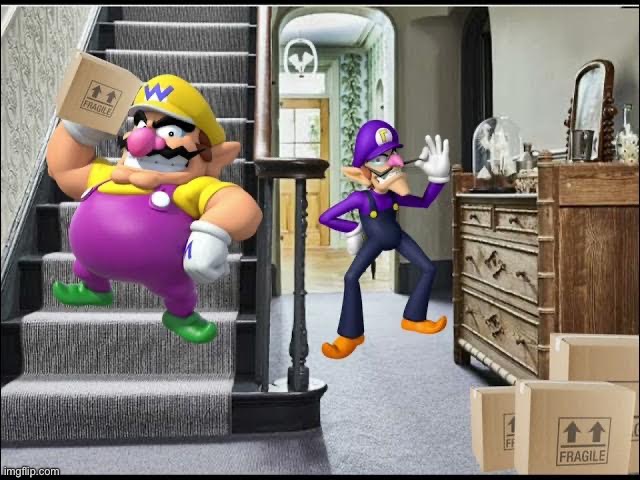 Wario dies after trying to carry a fragile box up the stairs | image tagged in wario,waluigi,wario dies | made w/ Imgflip meme maker