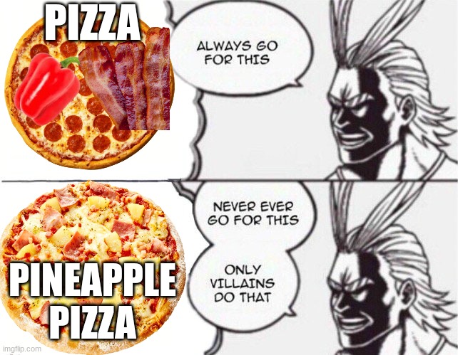 All might | PIZZA; PINEAPPLE PIZZA | image tagged in all might,pineapple pizza,what is wrong with you,gross,food memes,memes | made w/ Imgflip meme maker
