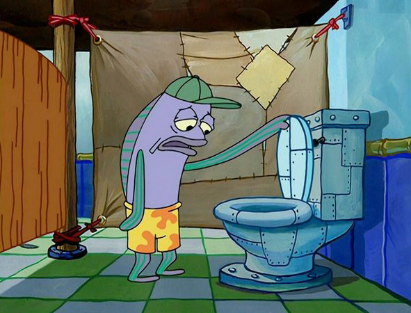 fish looking into toilet Blank Meme Template