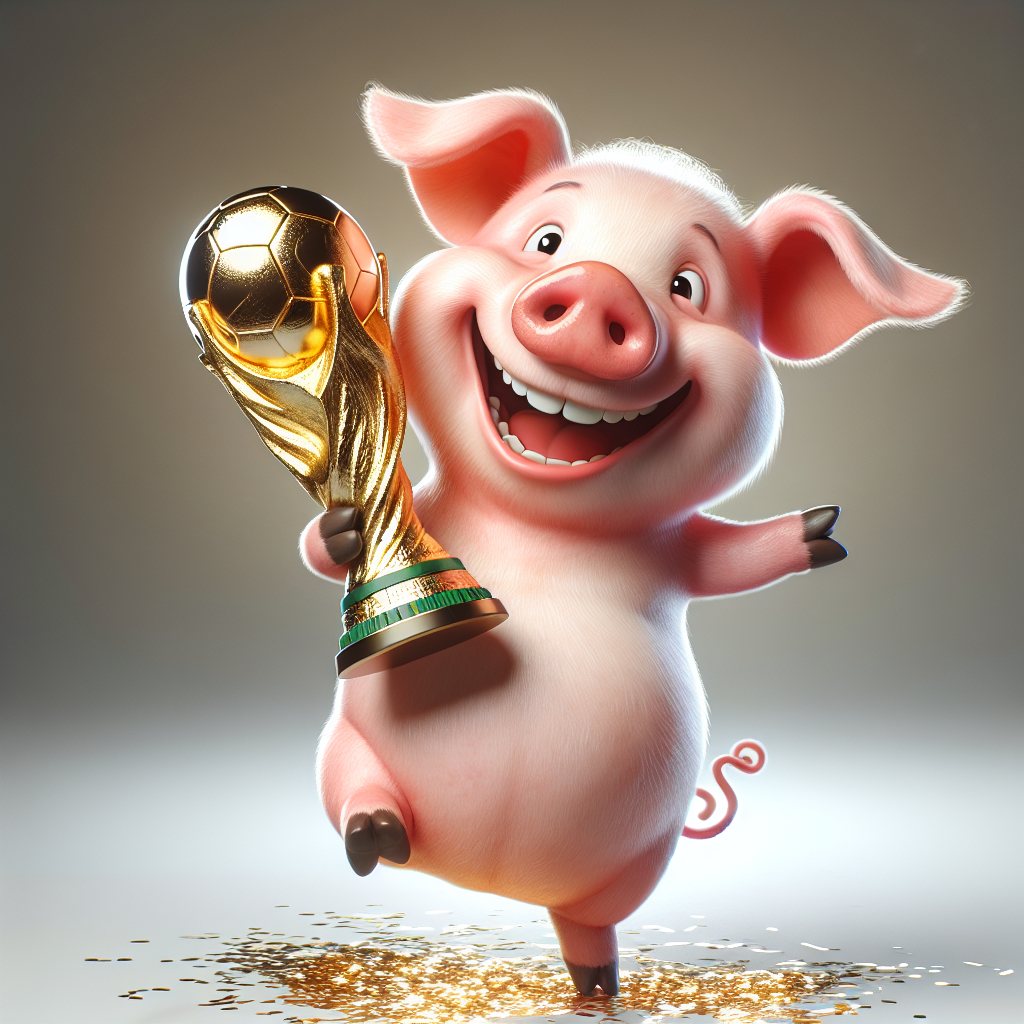 High Quality Pig holding the world cup Blank Meme Template