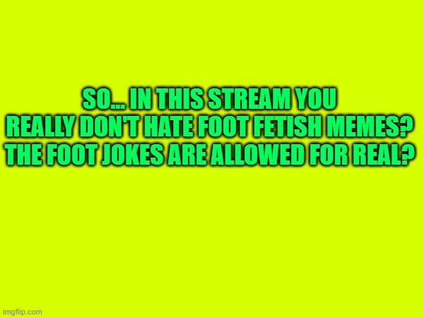 SO... IN THIS STREAM YOU REALLY DON'T HATE FOOT FETISH MEMES? THE FOOT JOKES ARE ALLOWED FOR REAL? | made w/ Imgflip meme maker