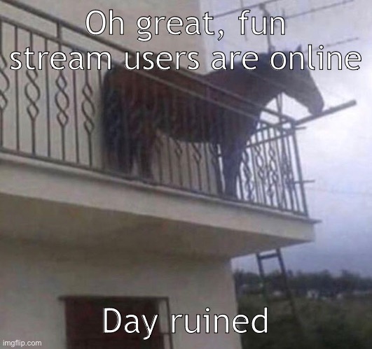 Juan | Oh great, fun stream users are online; Day ruined | image tagged in juan | made w/ Imgflip meme maker