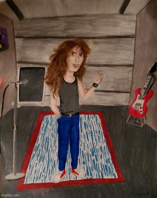 Garage rocker drawing | image tagged in drawing,art,rock and roll,metal,80s,heavy metal | made w/ Imgflip meme maker