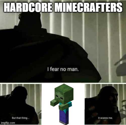 Hardcore Minecrafters: | HARDCORE MINECRAFTERS | image tagged in i fear no man | made w/ Imgflip meme maker