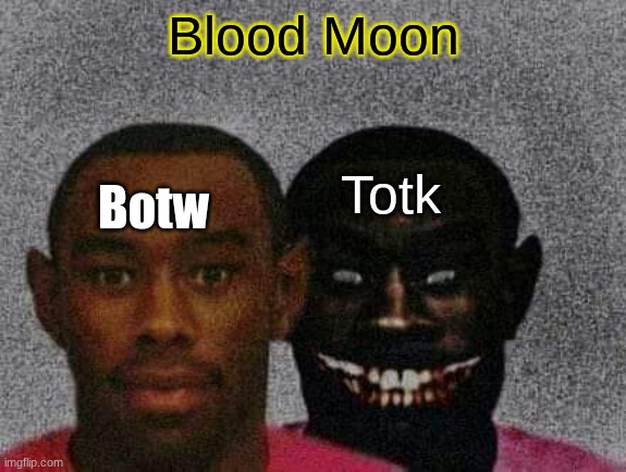 Man with Demon behind him | Blood Moon; Botw; Totk | image tagged in man with demon behind him | made w/ Imgflip meme maker
