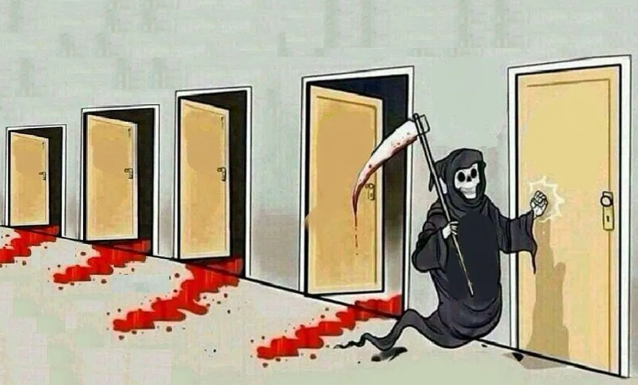 death knocking on 4 doors Blank Meme Template