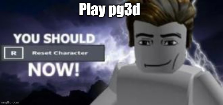 you should reset  character NOW! | Play pg3d | image tagged in you should reset character now | made w/ Imgflip meme maker