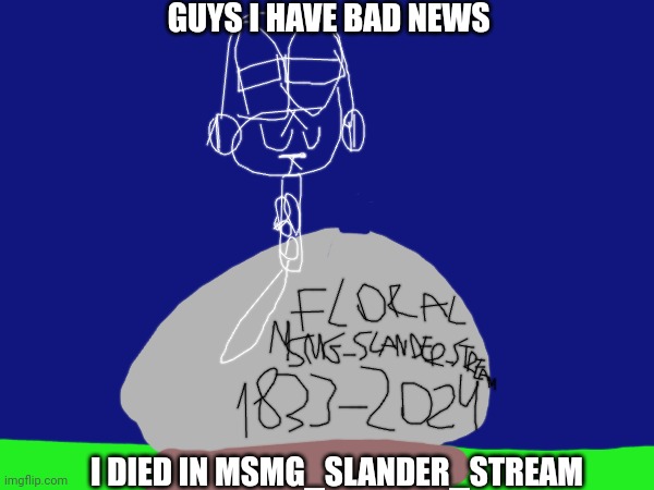 I died in MSMG_slander_stream | GUYS I HAVE BAD NEWS; I DIED IN MSMG_SLANDER_STREAM | image tagged in floral | made w/ Imgflip meme maker