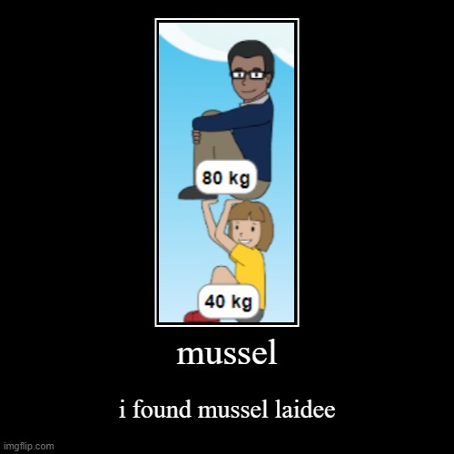 mussel | mussel | i found mussel laidee | image tagged in funny,demotivationals | made w/ Imgflip demotivational maker