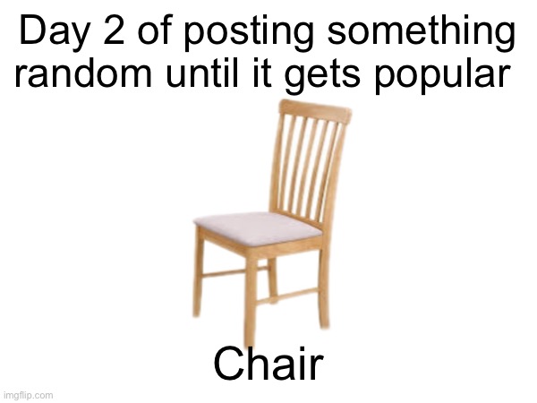 Chair | Day 2 of posting something random until it gets popular; Chair | image tagged in chair | made w/ Imgflip meme maker