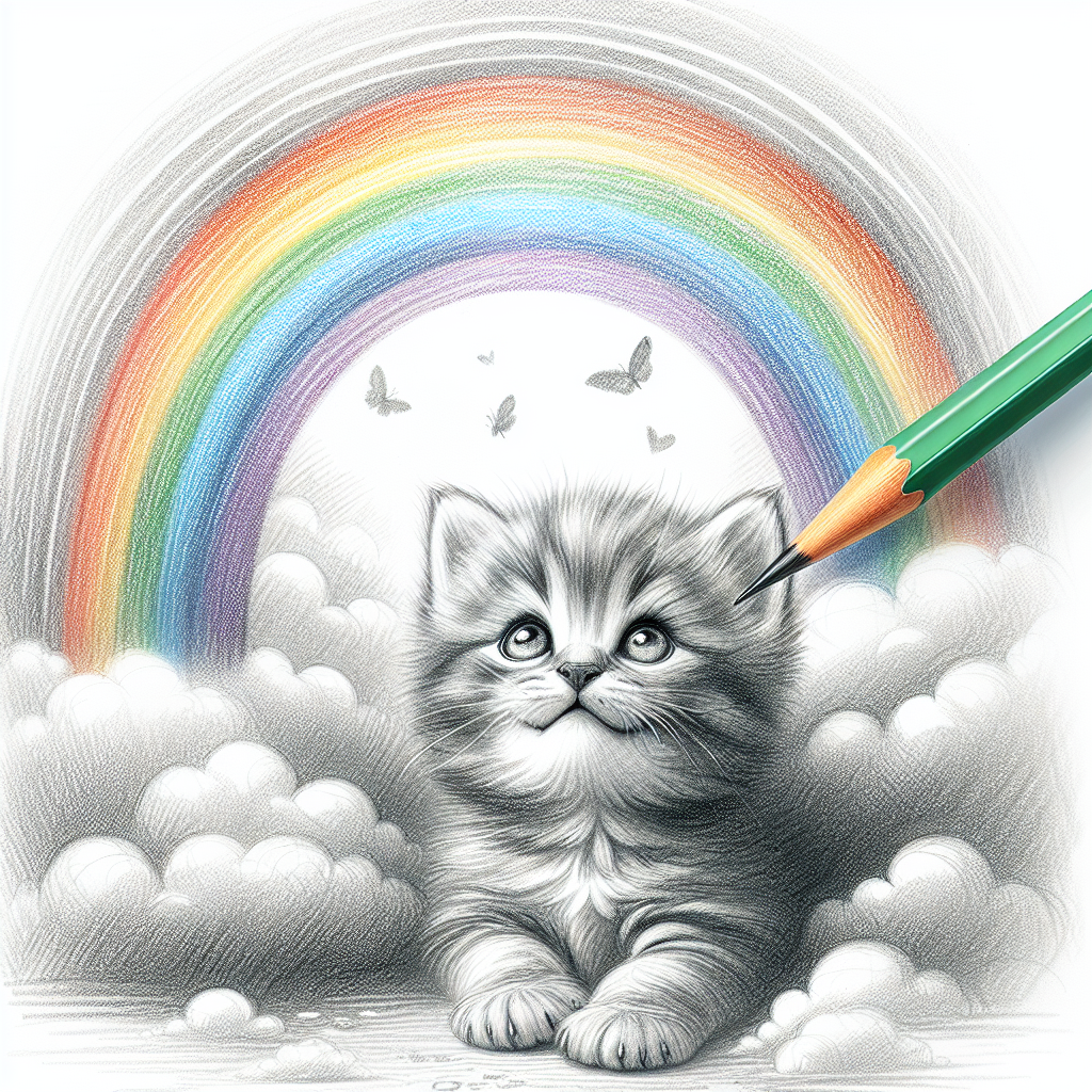 cute kitten under a rainbow Blank Meme Template