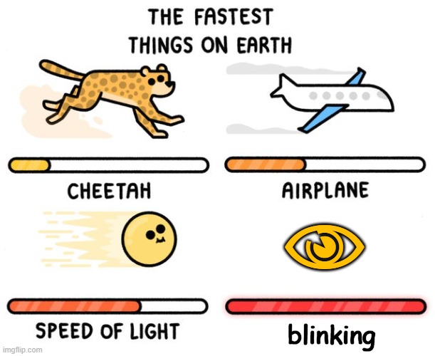 fastest thing possible | ? blinking | image tagged in fastest thing possible | made w/ Imgflip meme maker