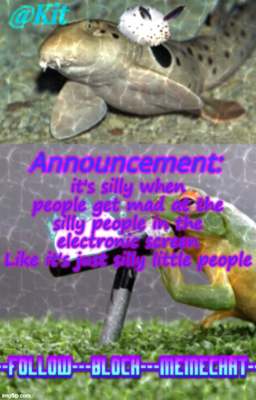 not just here on games and stuff too | it's silly when people get mad at the silly people in the electronic screen
Like it's just silly little people | made w/ Imgflip meme maker