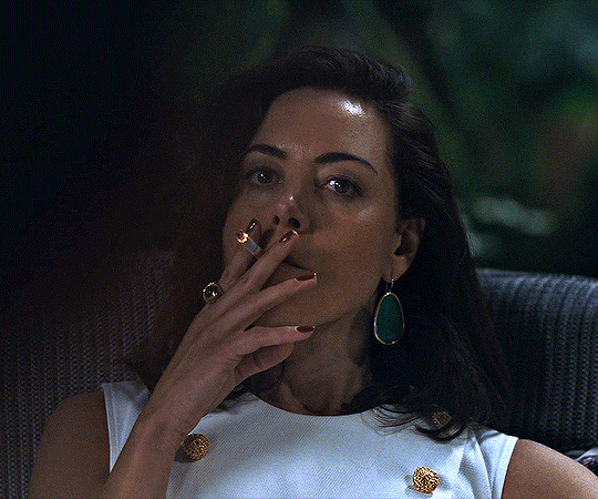 Aubrey Plaza smoking Blank Meme Template