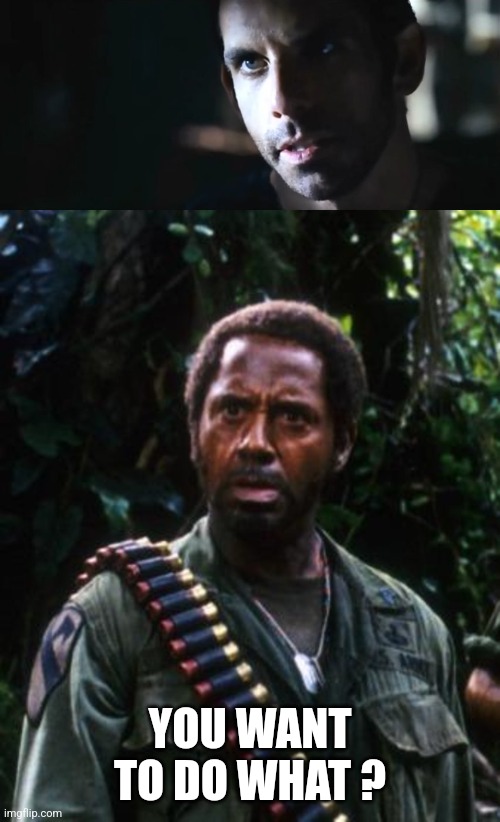 Tropic thunder | YOU WANT TO DO WHAT ? | image tagged in tropic thunder | made w/ Imgflip meme maker