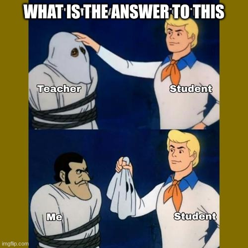 scooby doo meme | WHAT IS THE ANSWER TO THIS | image tagged in scooby doo,scooby doo mask reveal,scooby doo the ghost | made w/ Imgflip meme maker