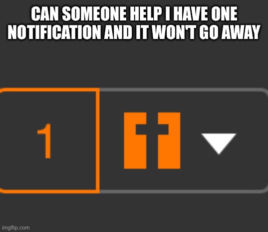 Help | CAN SOMEONE HELP I HAVE ONE NOTIFICATION AND IT WON'T GO AWAY | image tagged in help,pls | made w/ Imgflip meme maker