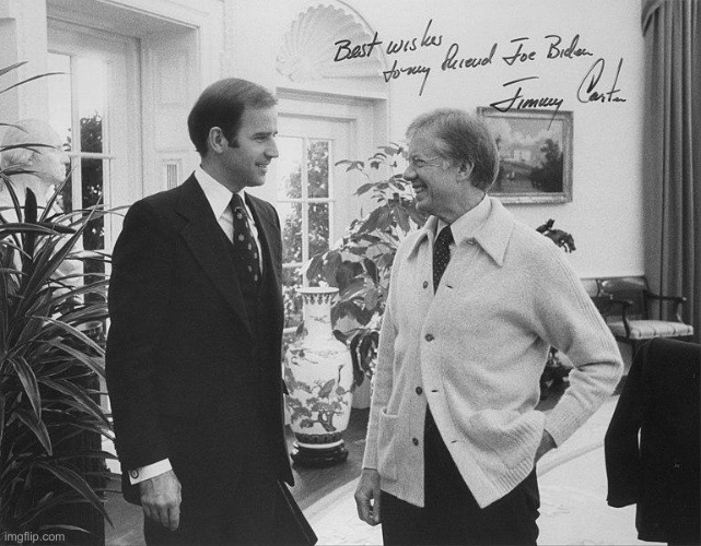 Joe Biden and Jimmy Carter | image tagged in joe biden and jimmy carter | made w/ Imgflip meme maker