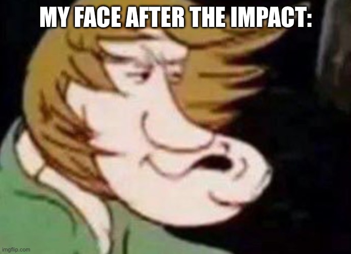 Dank Shaggy | MY FACE AFTER THE IMPACT: | image tagged in dank shaggy | made w/ Imgflip meme maker