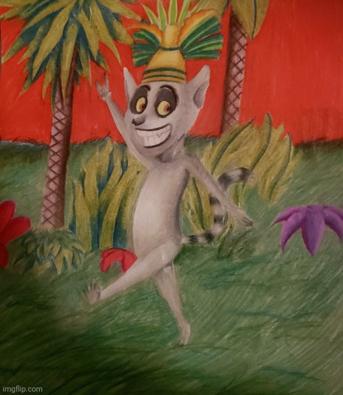 King Julien drawing | image tagged in drawing,art,madagascar,lemur,dreamworks,animals | made w/ Imgflip meme maker
