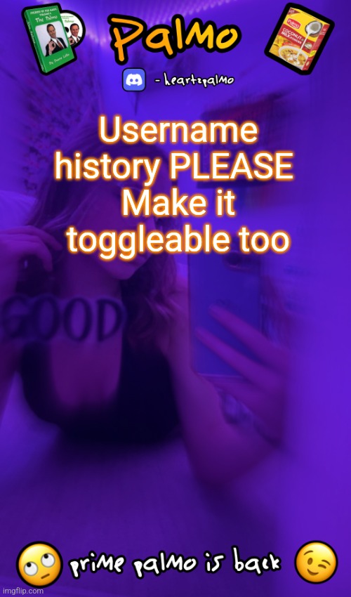 follow me plsss | Username history PLEASE 

Make it toggleable too | image tagged in follow me plsss | made w/ Imgflip meme maker