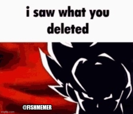 i saw what you deleted | @FISHMEMER | image tagged in i saw what you deleted | made w/ Imgflip meme maker