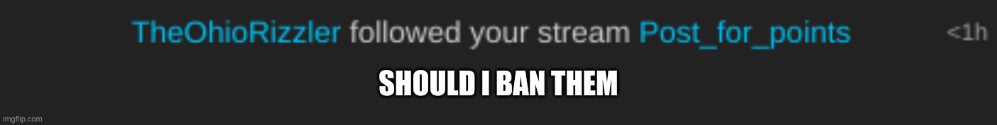 Not in POST FOR POINTS | SHOULD I BAN THEM | image tagged in m | made w/ Imgflip meme maker